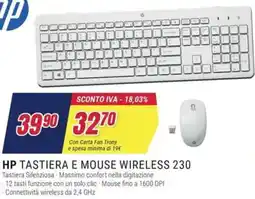 Trony HP TASTIERA E MOUSE WIRELESS 230 offerta