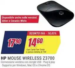 Trony HP MOUSE WIRELESS Z3700 offerta