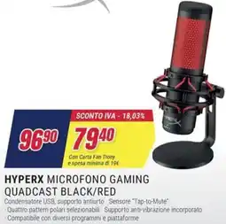 Trony HYPERX microfono gaming quadcast black/red offerta