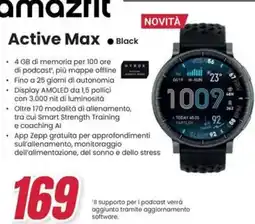 Trony amazfit Active Max Black offerta
