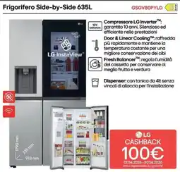 Trony LG Frigorifero Side-by-Side 635L GSGV80PYLD D offerta