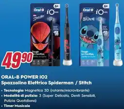 Trony ORAL-B POWER IO2 Spazzolino Elettrico Spiderman / Stitch offerta