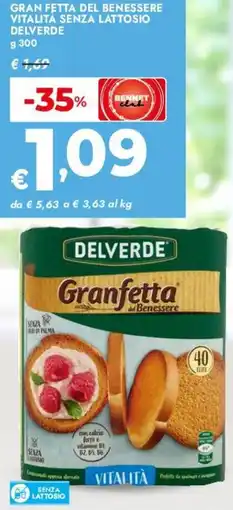 Bennet Gran fetta del benessere vitalità senza lattosio DELVERDE offerta