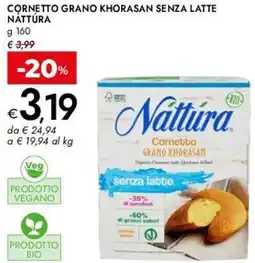 Bennet Cornetto grano khorasan senza latte NATTURA offerta