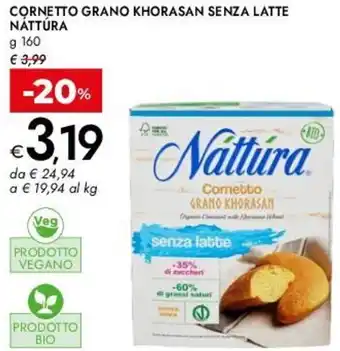 Bennet Cornetto grano khorasan senza latte NATTURA offerta