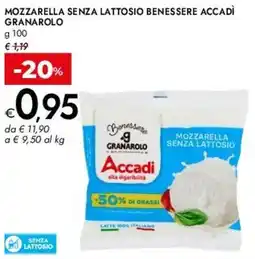 Bennet Mozzarella senza lattosio benessere accadì GRANAROLO offerta