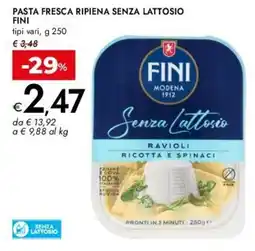 Bennet Pasta fresca ripiena senza lattosio FINI offerta