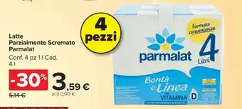 Carrefour Latte Parzialmente Scremato Parmalat offerta