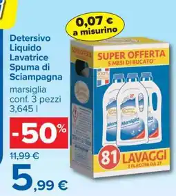 Carrefour Detersivo Liquido Lavatrice Spuma di Sciampagna offerta