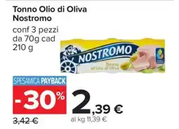 Carrefour Tonno Olio di Oliva Nostromo offerta