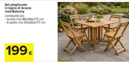 Carrefour Set pieghevole in legno di Acacia mod Balcony offerta