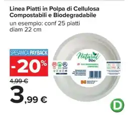 Carrefour Linea Piatti in Polpa di Cellulosa Compostabili e Biodegradabile offerta