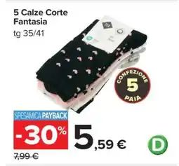 Carrefour 5 Calze Corte Fantasia offerta