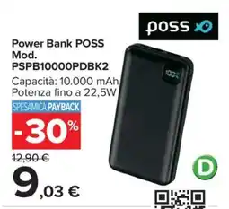 Carrefour Power Bank POSS Mod. PSPB10000PDBK2 offerta