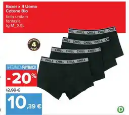 Carrefour Boxer x 4 Uomo Cotone Bio offerta