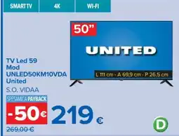 Carrefour TV Led 59 Mod UNLED50KM10VDA United offerta