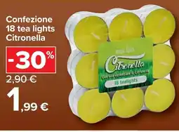 Carrefour Market Confezione 18 tea lights Citronella offerta