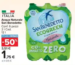 Carrefour Market Acqua Naturale San Benedetto offerta