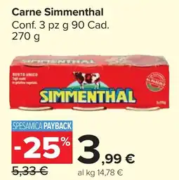Carrefour Market Carne Simmenthal offerta