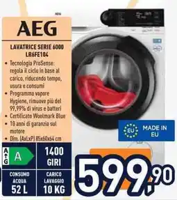 Unieuro AEG LAVATRICE SERIE 6000 LR6FE104 offerta