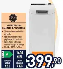 Unieuro Hoover LAVATRICE CARICA DALL'ALTO HLPT476DAM5S offerta