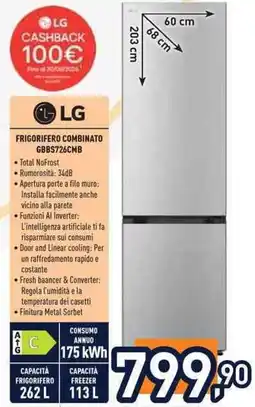 Unieuro LG FRIGORIFERO COMBINATO GBBS726CMB offerta