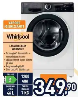 Unieuro Whirlpool LAVATRICE SLIM WSB725KIT offerta