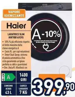 Unieuro Haier LAVATRICE SLIM HW70B14929S offerta