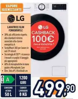 Unieuro LG LAVATRICE SLIM F2NX5858TLC offerta