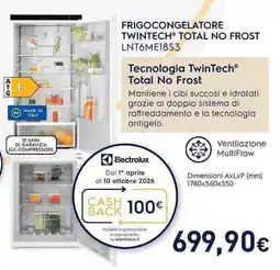 Unieuro Electrolux FRIGOCONGELATORE TWINTECH TOTAL NO FROST LNT6ME18S3 offerta