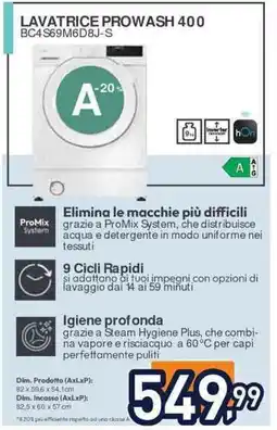 Unieuro CANDY LAVATRICE PROWASH 400 BC4S69M6D8J-S offerta