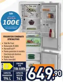 Unieuro beko FRIGORIFERO COMBINATO B7BCNA295HS offerta