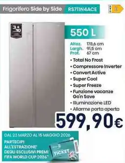 Unieuro Hisense Frigorifero Side by Side RS714ACE offerta