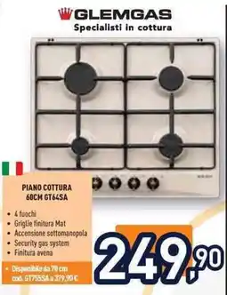 Unieuro GLEMGAS PIANO COTTURA 60CM GT64SA offerta