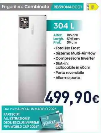 Unieuro Hisense Frigorifero Combinato RB390N4CCD1 offerta