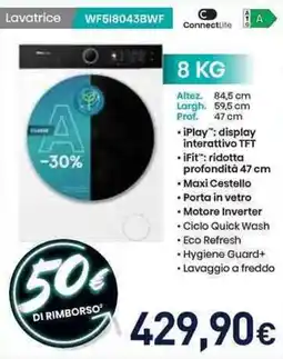 Unieuro Hisense Lavatrice WF518043BWF offerta