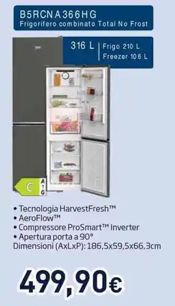 Unieuro beko B5RCNA 366 HG Frigorifero combinato Total No Frost offerta