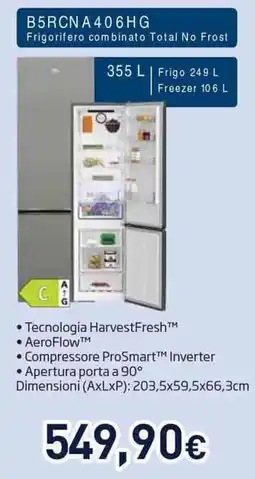 Unieuro beko B5RCNA 406HG Frigorifero combinato Total No Frost offerta