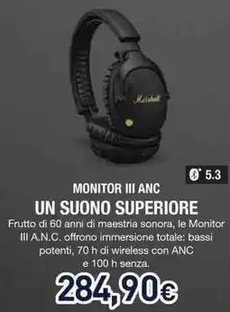 Unieuro Marshall monitor III anc un suono superiore offerta