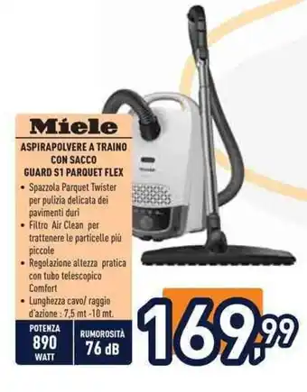 Unieuro Miele ASPIRAPOLVERE A TRAINO CON SACCO GUARD S1 PARQUET FLEX offerta