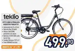 Unieuro City e-bike a pedalata assistita teklio TC1 offerta
