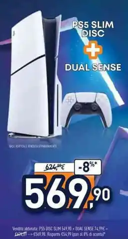 Unieuro PS5 slim disc + dual sense offerta