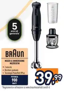 Unieuro BRAUN MIXER A IMMERSIONE MQ30201M offerta