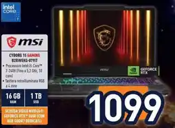 Unieuro msi CYBORG 15 GAMING B2RWEKG-0791T offerta