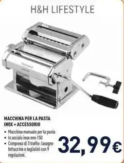 Unieuro H&h lifestyle macchina per la pasta inox accessorio offerta