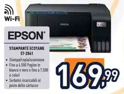 Unieuro EPSON STAMPANTE ECOTANK ET-2861 offerta