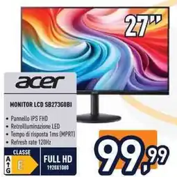 Unieuro acer MONITOR LCD SB273G0BI offerta