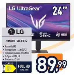 Unieuro LG MONITOR FULL HD 24" offerta