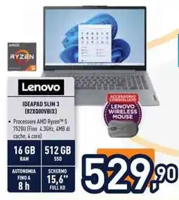 Unieuro Lenovo IDEAPAD SLIM 3 (82X000VBIX) offerta