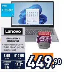 Unieuro Lenovo IDEAPAD SLIM 3 (82XB00C7IX) offerta
